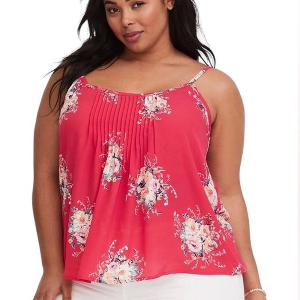 Torrid Sophie Raspberry Pintuck Georgette Swing Cami Women's size 1x Floral Pink